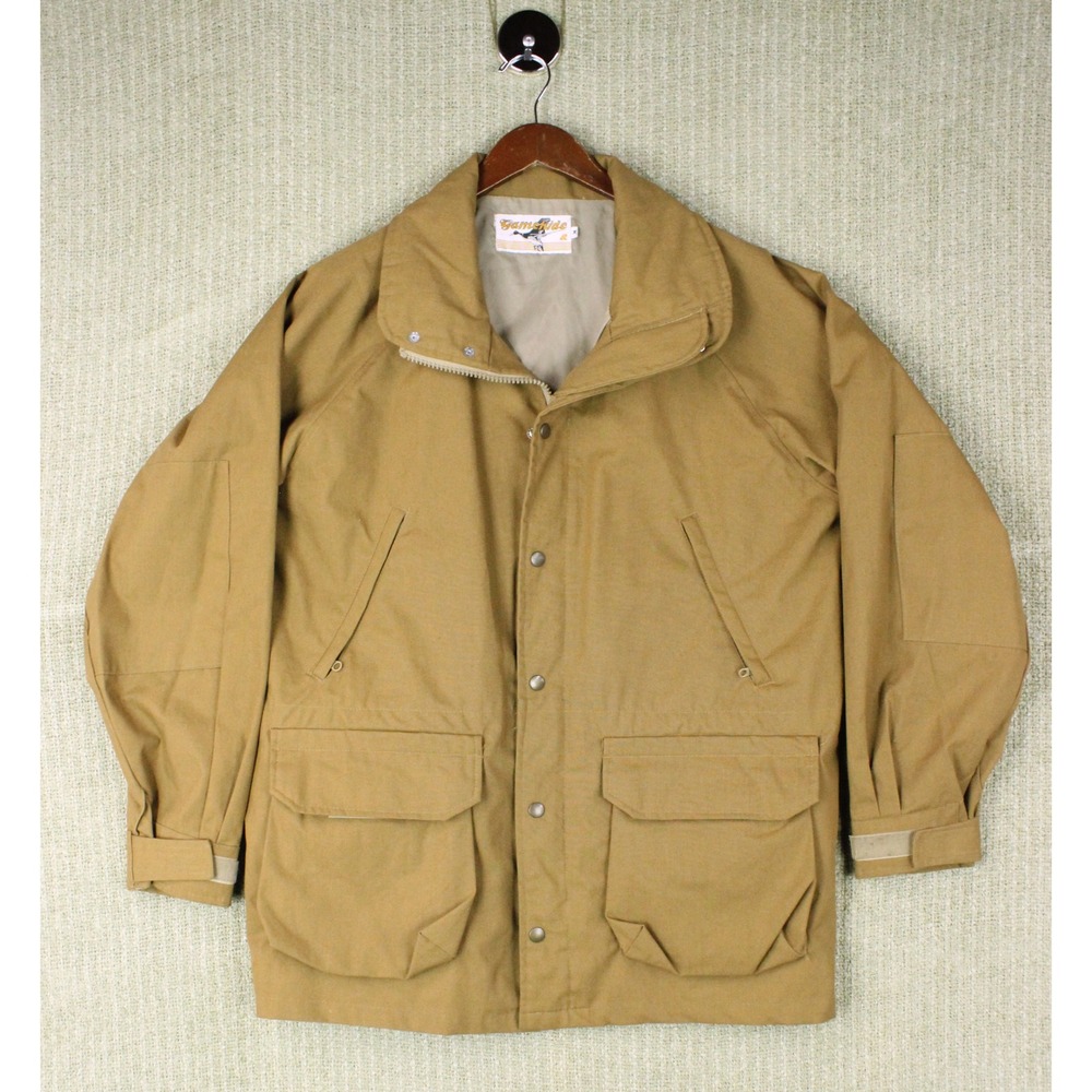 Vintage Gamehide Hunting Jacket Tan Canvas Field Coat Mens Medium Game Pouch